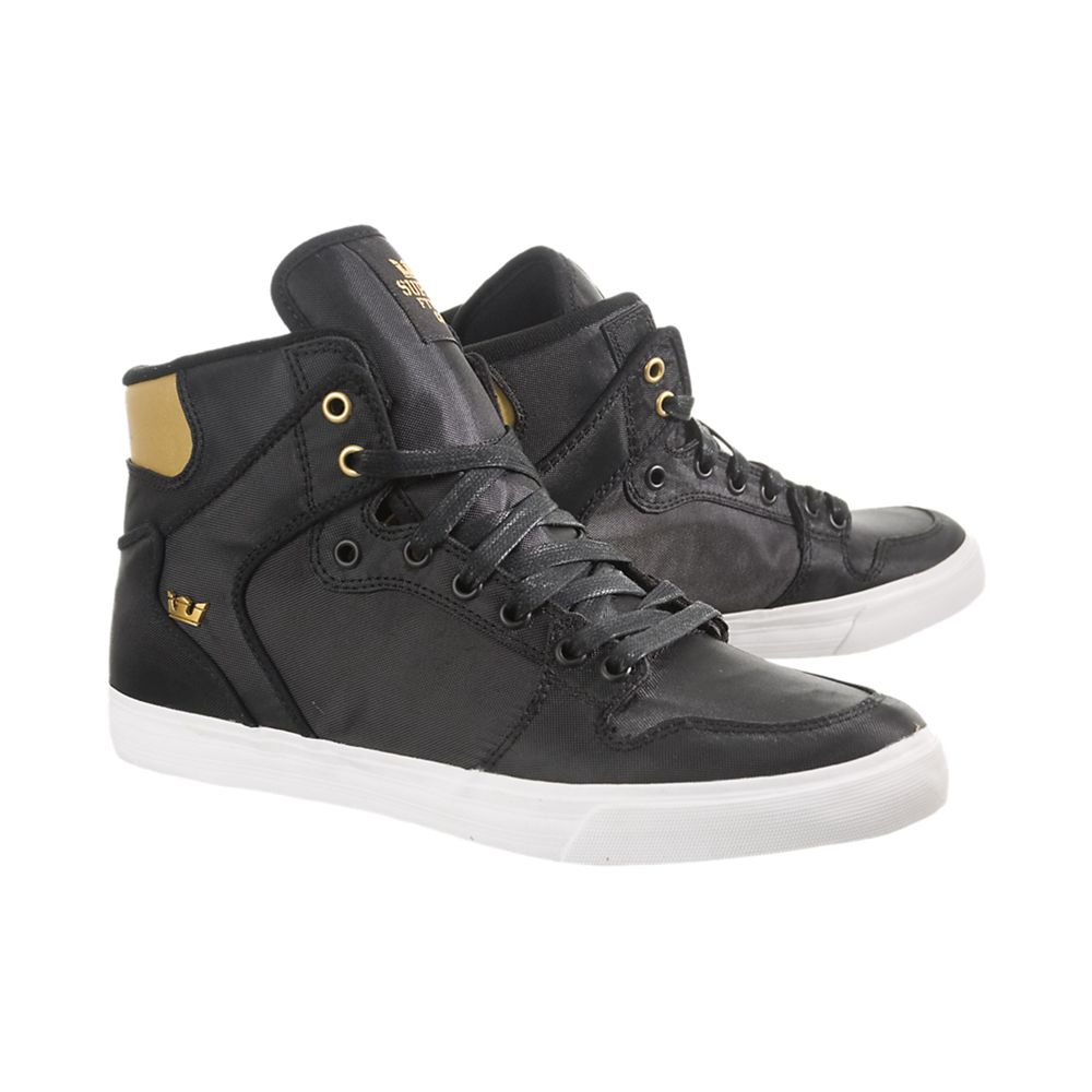 Baskets Montantes Supra Vaider Noir Doré Black/Gold Nylon Homme | JXK-12548675